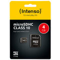 kQ Intenso microSDHC Karte 4GB Class 10 Speicherkarte mit SD Adapter 4 GB