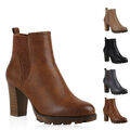 893806 Chelsea Boots Damen Block Absatz Stiefeletten New Look