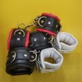 WeißRot/Schwarz PU Leder Handschellen Fußfesseln BDSM Bondage Fesseln Erotik DE