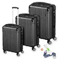 Hartschalenkoffer Kofferset 3-Teilig ABS Reisekoffer Trolley Rollkoffer M-L-XL