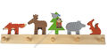 Kinder-Garderobe Waldtiere: Fuchs, Hirsch,  5 Haken, 50cm Holz, Kinderzimmer NEU