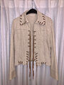 Fransenjacke Westernjacke Kurzjacke Demin Beige, Made in Italy S/M 36/38