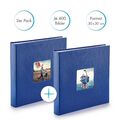 Pazzimo Fotoalbum Album Doppelpack Blau, 30x30cm, 100 weiße Seiten, 400 Fotos