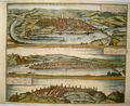 Trier Koblenz Rothenburg  alter dekorativer Braun und Hogenberg Kupferstich 1580