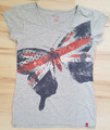 FIT-Z Shirt UK USA Schmetterling 164/170 grau glitzer