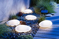 5 LED Solar Gartenstecker Leuchte Lampe Deko Leuchtstein Garten Stein Stone Weg