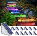 4-12x Solarlampen Außen 13 LED Stufenleuchte Solarleuchten Garten Treppenlicht