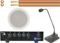 PA Lautsprecher Soundsystem mit Paging Mikrofon, Klingelton, Kabel und einer Reihe von Lautsprechern
