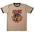AC/DC Ringer T Shirt Let There Be Rock Tour '77 Nue offiziell Unisex Sand