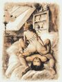 Kunst Vintage Love erotic antique Print Oral Sex Nude Romance Vagina Lust 1920