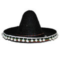Mexikanischer Hut / Sombrero mit Bommeln, Durchmesser 60 cm, Schwarz
