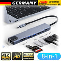 USB C Hub 8 in 1 Adapter HDMI 4K USB 3.0 Micro SD RJ45 Ethernet Netzwerk MacBook