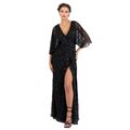 Maya Deluxe Curve verziert Pailletten Wrap A-Linie Maxikleid schwarz UK 20 UVP £ 163