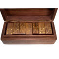Handgefertigt Holz Vintage Domino Reiseset Box Spiel traditioneller Domino 28 Stück