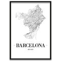 JUNIWORDS Stadtposter, Barcelona, Weiß, Kunstdruck Plan Map