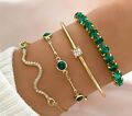 Gold Emerald 4pc Ladies Bracelet Set Multiple Designs