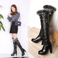 Damen Langschaftstiefel Stiefel Boots Schuhe NEU Größe 32-50 High Heels Winter