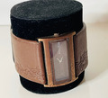 PILGRIM Vintage Armbanduhr Uhr breites Leder-Band braun Blumen floral