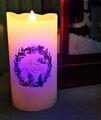 Schöne LED Kerze m. Adventskranz MERRY CHRISTMAS, Farbwechsel - Neu, OVP