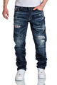 Herren Jeans Regular Straight Fit Denim Hose Destroyed 7984