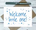 Neu Baby Jungenkarte - neue Elternkarte - Willkommenskleine Karte - blaue Sterne Baby