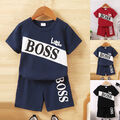 Jungen Baby "BOSS" Printed Sommer Set Kurzarm T-Shirt Shorts Outfit Kleidung DE