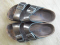 Birkenstock Arizona 38 schmal Softfootbed Leder Metallic Anthracite, getragen un