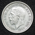 1920 1945 Three Pences 3D 50 % massiv Silber königlich neuwertig alt antik Vintage King