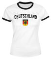 Klassisches Damen WM-Shirt Deutschland Flagge Retro Trikot-Look Fan-Shirt
