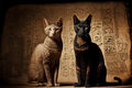 ägyptische Hieroglyphen Katzen filmische digitale Kunstillustration generative K