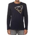 Guess Herren Langarm Rundhalsausschnitt Wort Dreieck Logo T-Shirt PN: M3BI14I3Z14