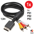 TV AV Kabel für PlayStation 2 PS1 PS2 PS3 Konsole 1,8m Kabel Scart Audio ✅NEU