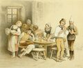 T. HOSEMANN (1807-1875), Jugendliches Gelage, Lith. Romantik Berufsleben