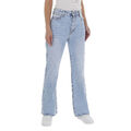 Damen Used-look Knöpfe Reissverschluss Jeans 8443 Ital-design In Hellblau
