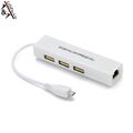 4-in-1 HUB micro USB auf 3 Port USB 2.0 OTG + Ethernet LAN RJ45 10/100 Mbit