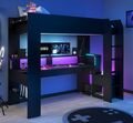 Hochbett schwarz Gaming LED Jugendzimmer Bett mit Schreibtisch Parisot Online1