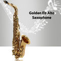 Goldenes Eb-Alt Saxofone Sax Messing Korpus Muschel Tasten Holzblasinstrument
