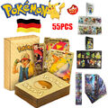 55PCS deutsche Pokémon Sammelkarten gold silber schwarz Geschenk DE✅