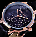 Excellanc Damen Armband Uhr Schwarz Rose Gold Farben Strass Perlmutt Design L47