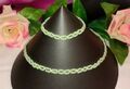 Halskette, Perlenkette + Armband mit Glasperlen, grün