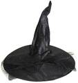 Hexenhut mit Tüll Schleife Satin Optik Halloween Karneval Fasching Hüte schwarz