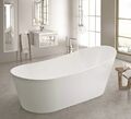 freistehende Badewanne aus Mineralguss 180x85x70 cm weiss Design QUATTRO