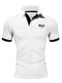 Herren Poloshirt Basic Kontrast Stickerei Kragen Kurzarm Polohemd T-Shirt R-0056