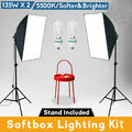 Foto Studio Video Licht Lampen Kit 2x Glühlampe 2x Stativ 2x 50x70cm Softbox Set