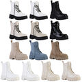 Damen Stiefeletten Plateau Boots Stiefel Profil-Sohle Schuhe 839121 Mode