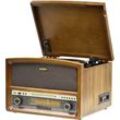 Reflexion HIF1937 Retro Stereoanlage UKW, CD, Kassette, Plattenspieler, USB, Echtholzgehäuse, Aufnahmefunktion, Inkl. Fernbedienung 2 x 20 W Holz