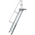 Treppenleiter Hymer stationär mit Podest 15 Stufen 600 mm 60° Treppenneigung 60° serienmäßig mit einem Handlauf, links