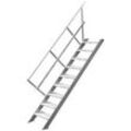 Treppenleiter Hymer stationär ohne Podest 13 Stufen 1000 mm 45° Treppenneigung 45° serienmäßig mit einem Handlauf, links