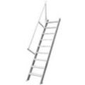 Treppenleiter Hymer stationär ohne Podest 13 Stufen 600 mm 60° Treppenneigung 60° serienmäßig mit einem Handlauf, links