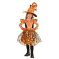 Kinder-Kleid "Hexe", orange/schwarz